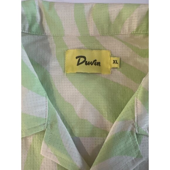 Duvin Mens Lime Green Zebra Print Short Sleeve Button-Up Shirt XL - Picture 6 of 7